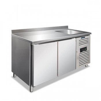 Tavolo refrigerato 2 porte con lavello -2°/+8° C | 151 x 70 x 96 cm