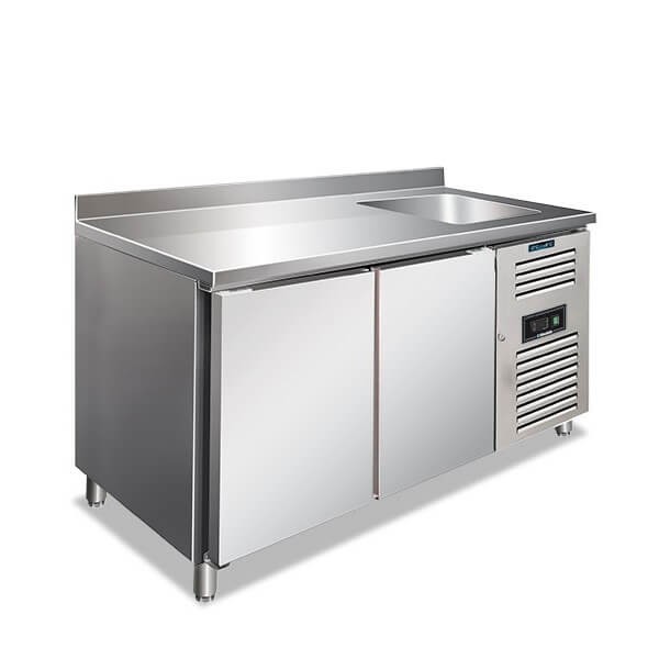 Tavolo refrigerato 2 porte con lavello -2°/+8° C | 151 x 70 x 96 cm