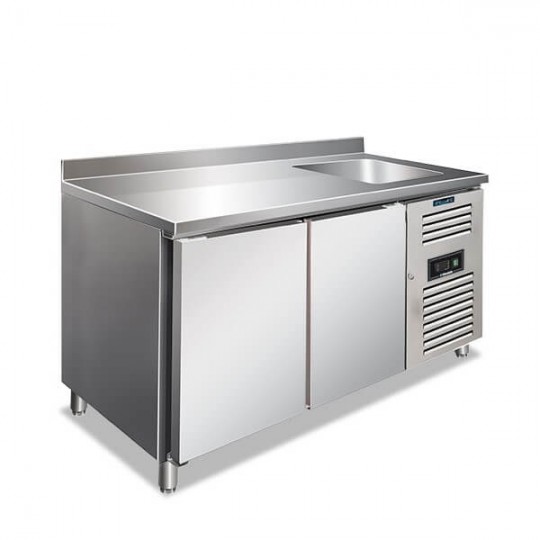 Tavolo refrigerato 2 porte con lavello -2°/+8° C | 151 x 70 x 96 cm