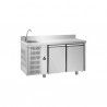 TAVOLO REFRIGERATO GN 1/1 A TEMPERATURA NORMALE CON 2 PORTE, PIANO, LAVELLO E ALZATINA