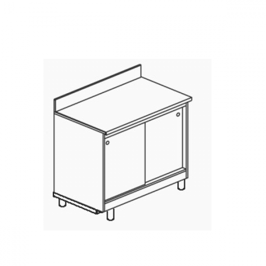 Rear bar counter with sliding doors length 100 cm