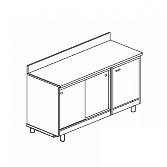 COMPTOIR DE BAR NEUTRE AVEC PORTES COULISSANTES - L 150 cm