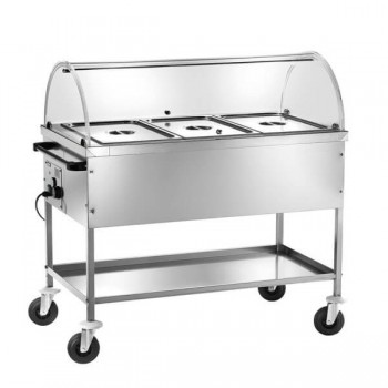 Carrello riscaldato a bagnomaria con cupola 3 teglie GN1/1