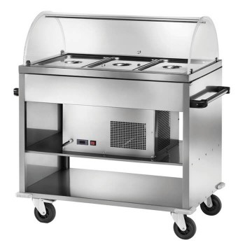 Carrello refrigerato in acciaio inox con cupola 3 teglie GN1/1