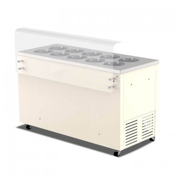 Banco gelateria a pozzetto 10 carapine con riserva CREAM