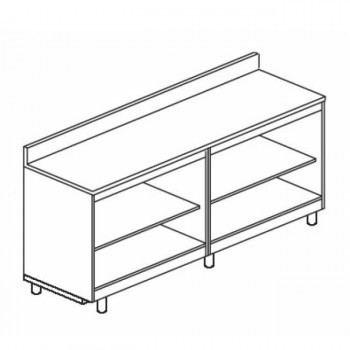 Stainless steel rear bar counter 200 cm