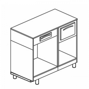 BANCO MACCHINA CAFFÈ CON CASSETTO DI SERVIZIO, TRAMOGGIA CAFFÈ E VANO A GIORNO - L.125 cm