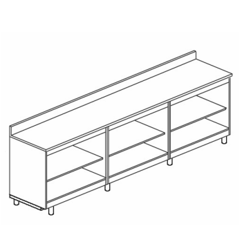 Stainless steel rear bar counter 300 cm