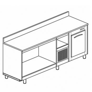 BANCO BAR REFRIGERATO IN ACCIAIO INOX CON 1 VANO - L.200 cm