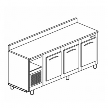 BANCO BAR REFRIGERATO CON 3 VANI - L.200 cm