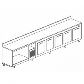 Refrigerated bar counter with 5 doors length 400 cm