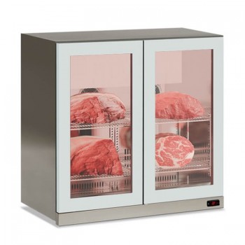 Pensile refrigerato per carne in acciaio inox con 2 ante in vetro -2°/+10° C | 90 x 56,5 x 85,2 H cm