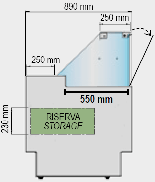 Dimensioni laterali banco frigo Vigo 90