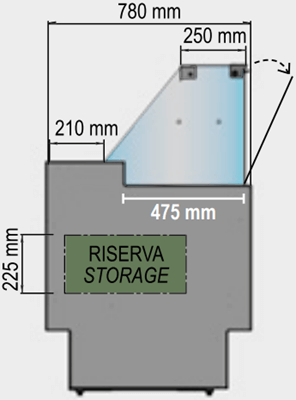 Dimensions du comptoir réfrigéré Vigo 78